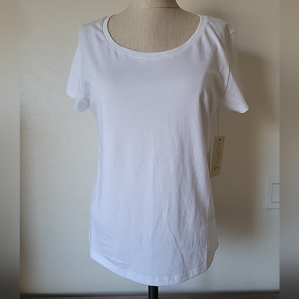 Joie Women's Shirt Scope Neck White Short Sleeve Tee T-shirt Blouse NWT